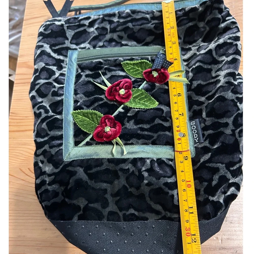 VTG Goody Goody California Y2K Velvet Convertible Rose Backpack Bag Artsy Whimsy